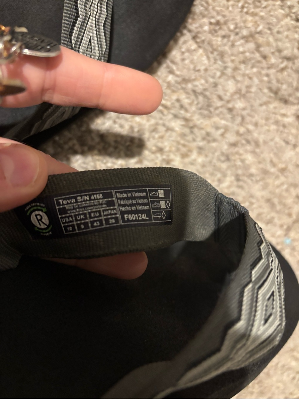 Men’s Teva Black Sandals with Gray Patterned Webbing - Picture 8 of 8